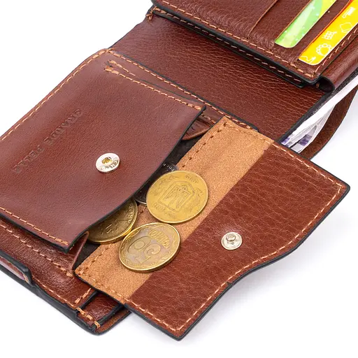 Мужской кожаный кошелек Grande Pelle 11.5х9х2.5 см acs0015036 - фото 5