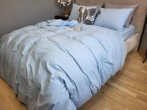 Комплект постельного белья из вареного хлопка светло-голубой Sky Blue, Washed Cotton - фото 3