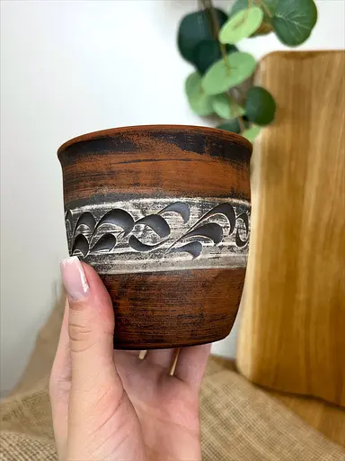 Склянка керамічна (глиняна) різьблена №7 400 мл - фото 2