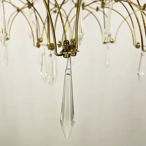 Дизайнерська невагома золота люстра із кришталем Ø 65 см | Арт. MJ203-600 Titanium | Line F - фото 4