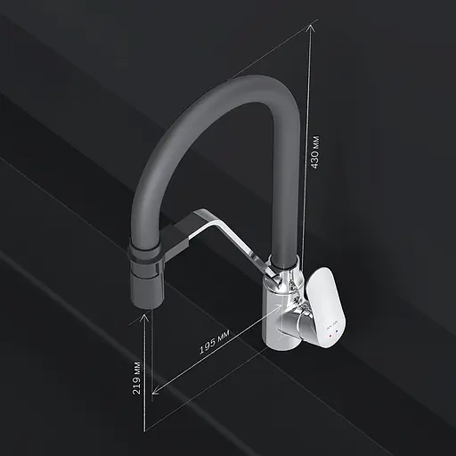 Смеситель для кухни на две воды Am.Pm Like black F8007802 Черный матовый - фото 7