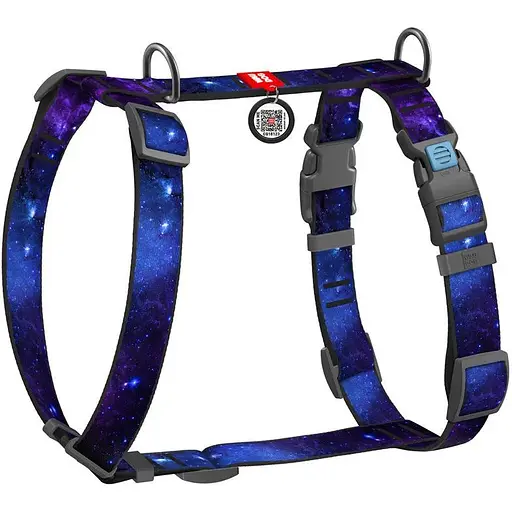 Шлея для собак Waudog анатомічна H-подібна Nylon з QR-паспортом NASA21 L2.5х51-85 см - фото 1