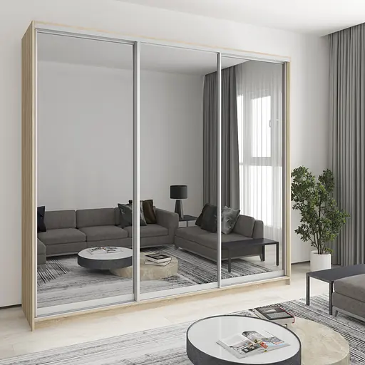 Шафа-купе тридверна MebelStar Комбо AL 3 Дзеркала 260x60x240 см Дуб сонома (MBS-2204)