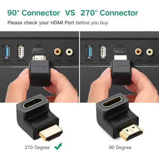 Адаптер UGREEN HDMI 4K Adapter Male to Female Up-angled - фото 3