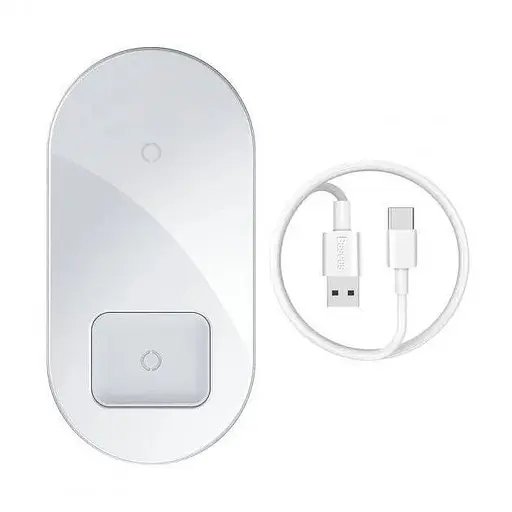 Бездротовий зарядний пристрій Baseus Simple 2in1Pro Edition White WXJK-C02 - фото 1