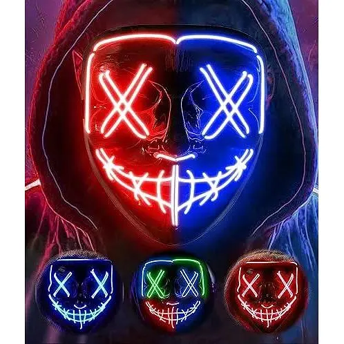 Маска на Хэллоуин со светодиодной подсветкой AnanBros The Purge Mask 3 режима освещения для косплей-вечеринки - фото 2