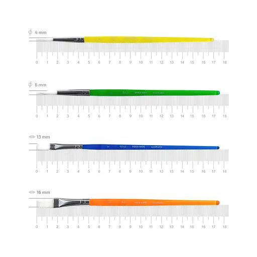 Набір пензлів №5 синтетика 4 шт кругла (№6 8) плоска (№6 10) Rosa Kids - фото 8