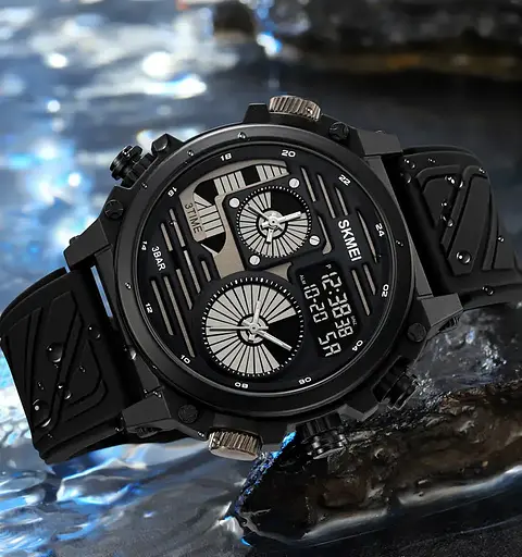 Часы мужские наручные спортивные Skmei 2202 (Черный силиконовый ремешок) - фото 8