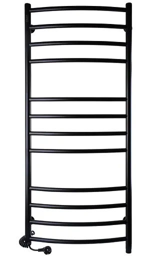 Электрический полотенцесушитель Unio LDE EL 1200-500-12 BLK Лесенка Дуга Элит черный, Черный матовый, Левое, Механический - фото 1