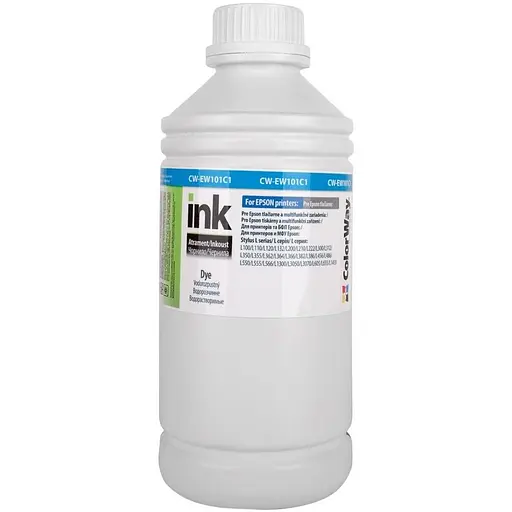 Чернила ColorWay Epson L100/110/200/210/300/355/550, Cyan, 1 л (CW-EW101C1) - фото 1