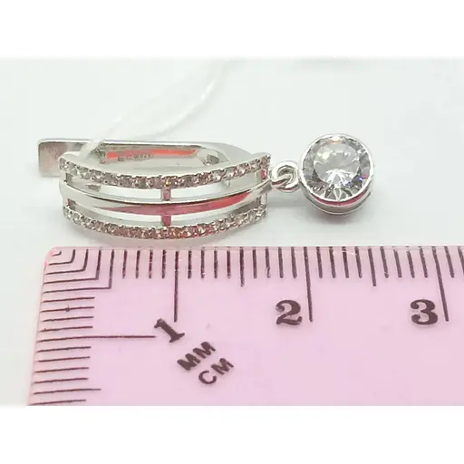 Срібні сережки Vegas з фіанітами. 20048Р - фото 7