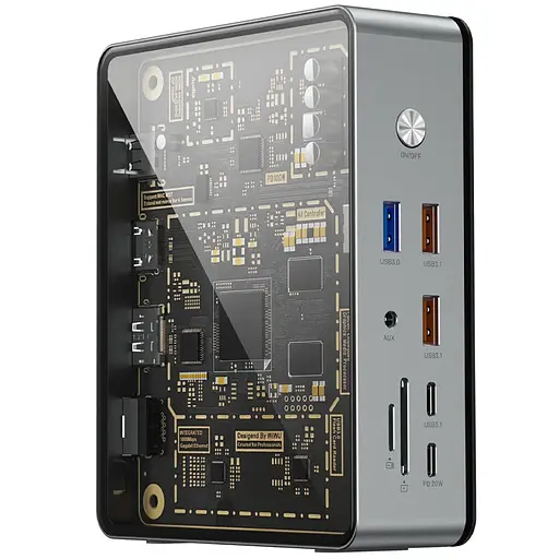 Переходник HUB WIWU Matrix docking station 16in1 W1601 Gray - фото 2