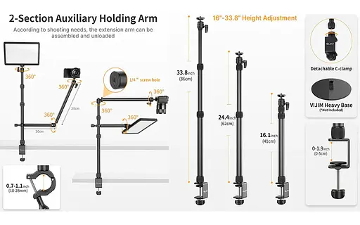 Штатив - тримач Ulanzi Vijim Removable universal arm table top light stand (UV-2685 LS11) - фото 7