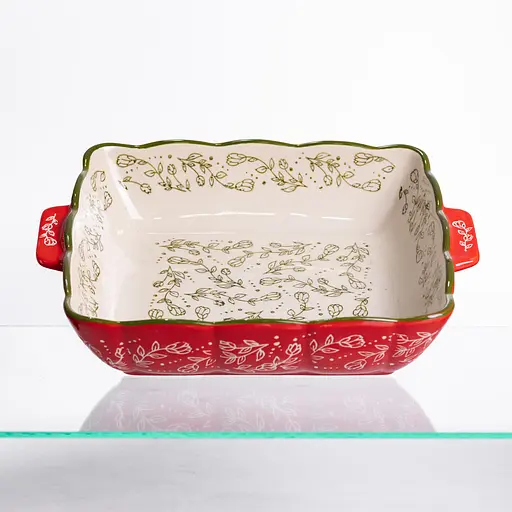 Форма для запекания Vintage 28×24×6 (см) квадратная форма для выпекания в духовке с ручками Красный Yiwu HM04-15 - фото 2