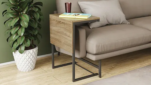 Стіл журнальний приставний Террі Комбо Ferrum-decor 345x662x440 Чорний метал ДСП Дуб Сонома Трюфель 16 мм (FRD-105140)