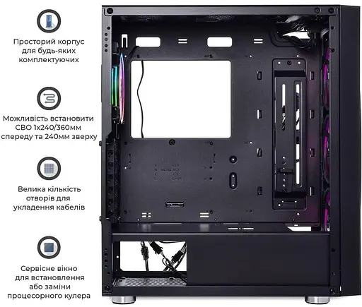 Корпус QUBE GALAXY Black (GALAXY_FCNU3) Без БП - фото 6