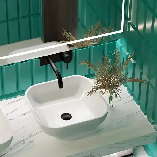 Раковина глянцева накладна Amidicon Atlant 45 450x450 з литого каменю ATLANT_45_HL, Білий - фото 6