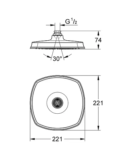 Верхній душ з одним режимом Grohe Grandera 210 27974000, Хром - фото 4