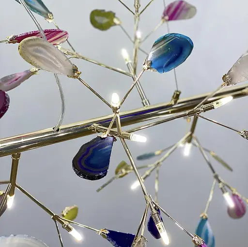 Линейная люстра с рожками в виде веточек с цветными лепестками Ст. H 9802 (Прямая) | Line F - фото 7