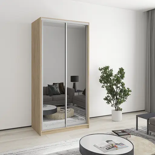 Шкаф-купе двухдверный MebelStar Стандарт AL 2 Зеркала 100x60x210 см Дуб сонома (MBS-2531)