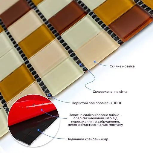 Мозаїка дзеркальна Wall Sticker 298х298х4.5 мм Коричнева SW-00002363 - фото 3