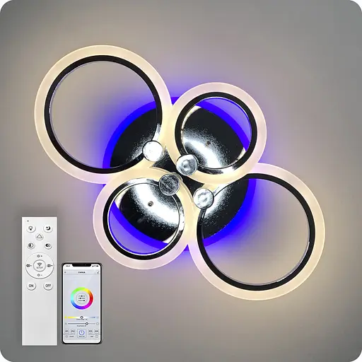 Люстра светодиодная 517 Light 3color с пультом 76Вт Хром (01370) - фото 6