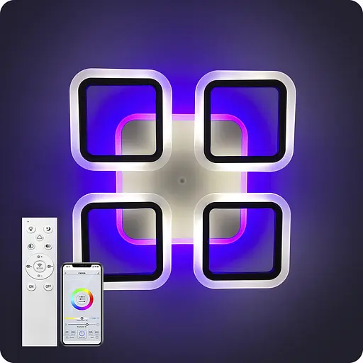 Люстра светодиодная 517 Light 3color с пультом 72Вт Черный (01372) - фото 11