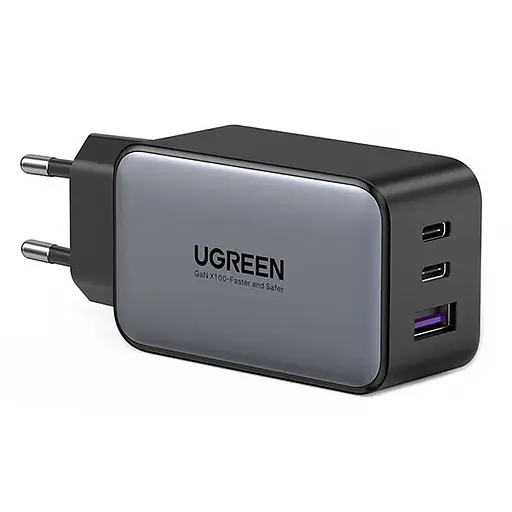 Зарядний пристрій 3xUSB 65W GaN 2хUSB-C+USB-A CD244 Сірий Ugreen