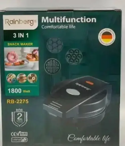 Мультимейкер Rainberg RB-2275 3в1 с формами для пончиков вафель и печенья 1800 Вт - фото 8