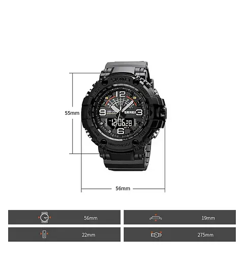 Чоловічий спортивний наручний годинник Skmei 1617 Чорний - фото 8