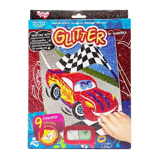 Раскраска глиттерными блестками по номерам Тачки РГН-02-02 мини 20,5х26 см