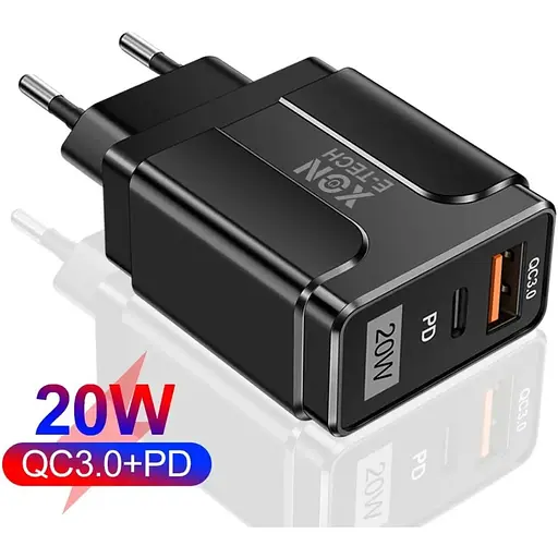 Зарядний пристрій XON PowerCharge 20W PD20 USB Type-C Black (PCWA020020A1С1B 6136) - фото 2