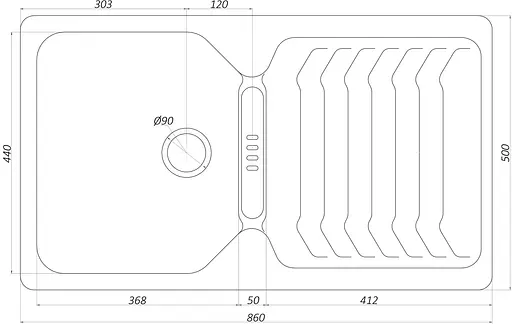 Гранітна мийка Globus Lux Boren коричневий 860x500мм-А0006 000010599, Коричневий - фото 6