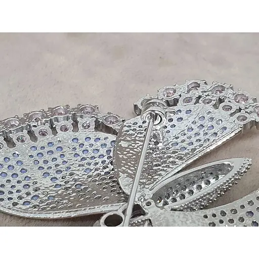 Серебряная брошь Tango Бабочка с фианитами. 670061С - фото 5