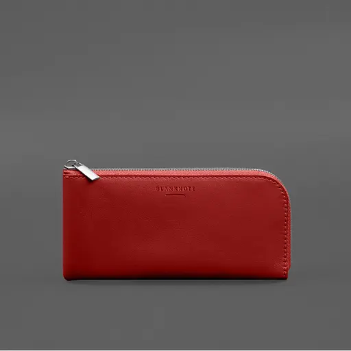 Кожаный портмоне-купюрник на молнии 14.1 красный - фото 10