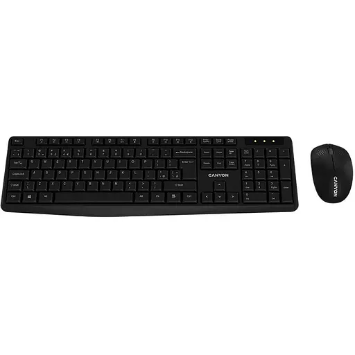 Комплект бездротовий Canyon SET-W01, чорний, USB 2.4GHz, клавіатура (105 кнопок, 1xAAA) + миша (оптична, 3 кнопки, 1200 dpi, 1xAA) - фото 1