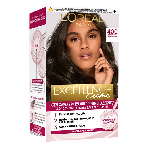 Краска для волос L’Oréal Paris Excellence Creme, тон 400 (каштановый), 176 мл (A9948500)