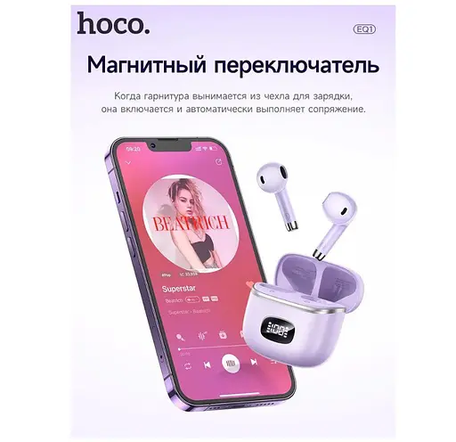 Навушники Hoco EQ-1 Music guide TWS White - фото 8