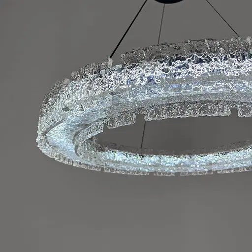 Підвісна люстра із пластинами у вигляді прозорих крижин Ø 80 см | Line F | Арт. MJ371-800 BK - фото 4