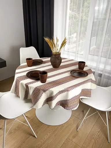 Льняная скатерть рождественская с украинским орнаментом Луч 2 290х150 см - фото 4