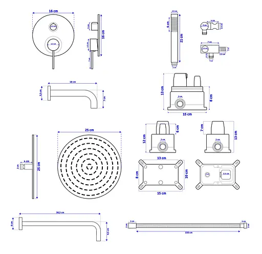 Душова система Rea Lungo black + BOX чорний матовий REA-P4112, Чорний матовий - фото 7