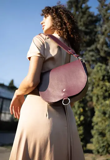 Женская кожаная сумка Ruby L бордовая  краст - фото 4