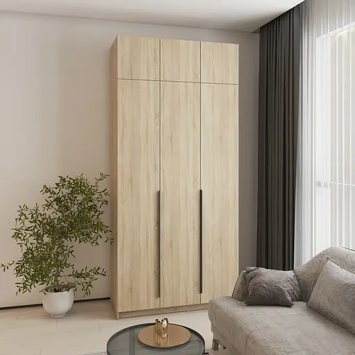 Шафа 3-дверна з антресоллю MebelStar Оскар ДСП BL-B, комплект полиць 120x52x260 см Дуб сонома (MBS-4897) - фото 1