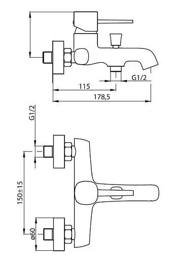 Смеситель для ванны DAMIXA Sirius (861000000) - фото 3