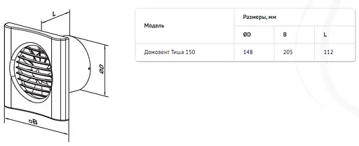 Малошумный вентилятор Домовент Тиша 150 Л - фото 2