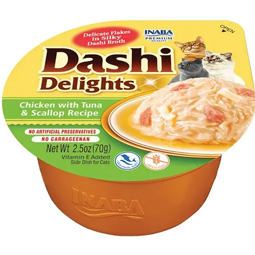 Ласощі для котів Inaba Dashi Delights курка з тунцем та морським гребінцем 70 г