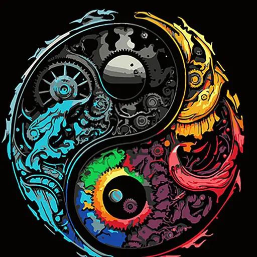 Набір для розпису по номерах Strateg Барвистий символ Інь Ян на чорному фоні 40х40 см (AV4040-76) - фото 1