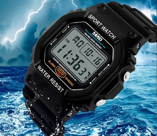 Мужские спортивные часы Skmei 1134 (Черные с белым экраном) - фото 5