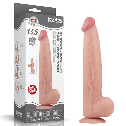 Фаллоимитатор LoveToy Sliding-Skin Dual Layer Dong King Sized 34 см телесный - фото 22