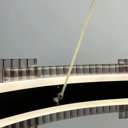 Чорна кільцева люстра з графітовими пластинами Ø 80 см | Line F | Арт. MJ233-800 BK - фото 3